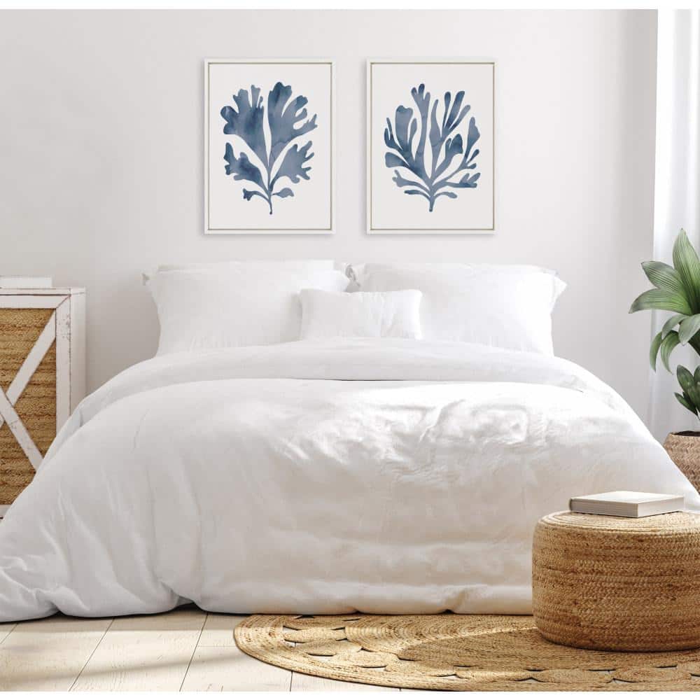 Sophisticated Blue Coral 18"x24" Framed Canvas Art Set