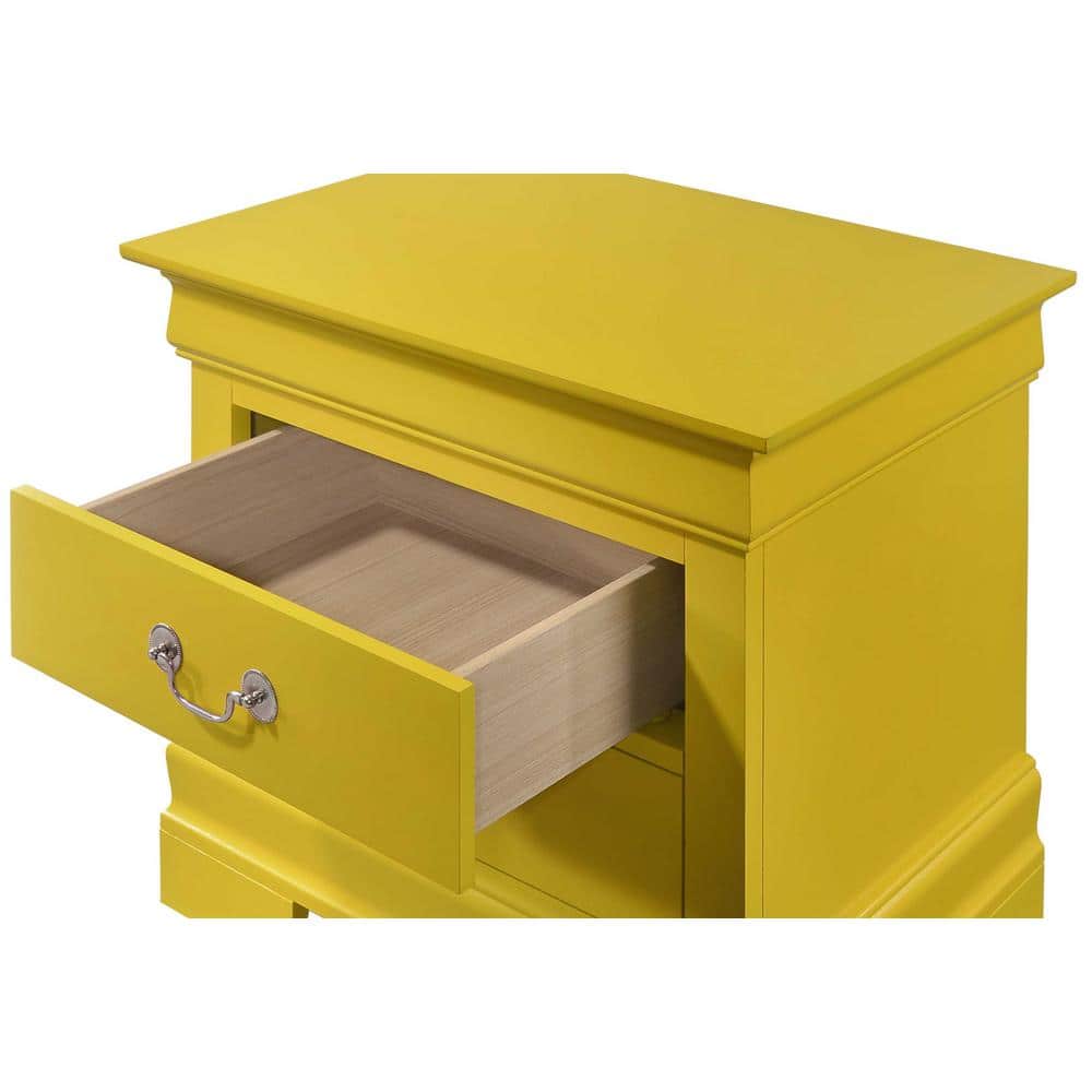 Louis Philippe Yellow 2-Drawer Solid and Manufactured Wood Nightstand