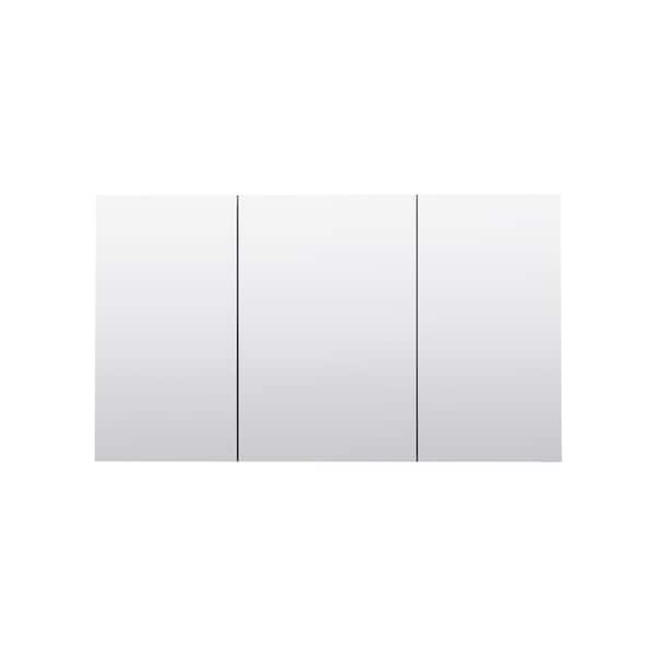 52 in. W x 30 in. H Rectangular Medicine Cabinet with Mirror in Silver with Adjustable Shelves, Soft-Close