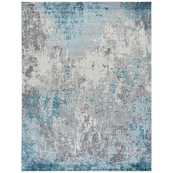 Tulum 12 ft. x 15 ft. Gray/Blue Abstract Area Rug