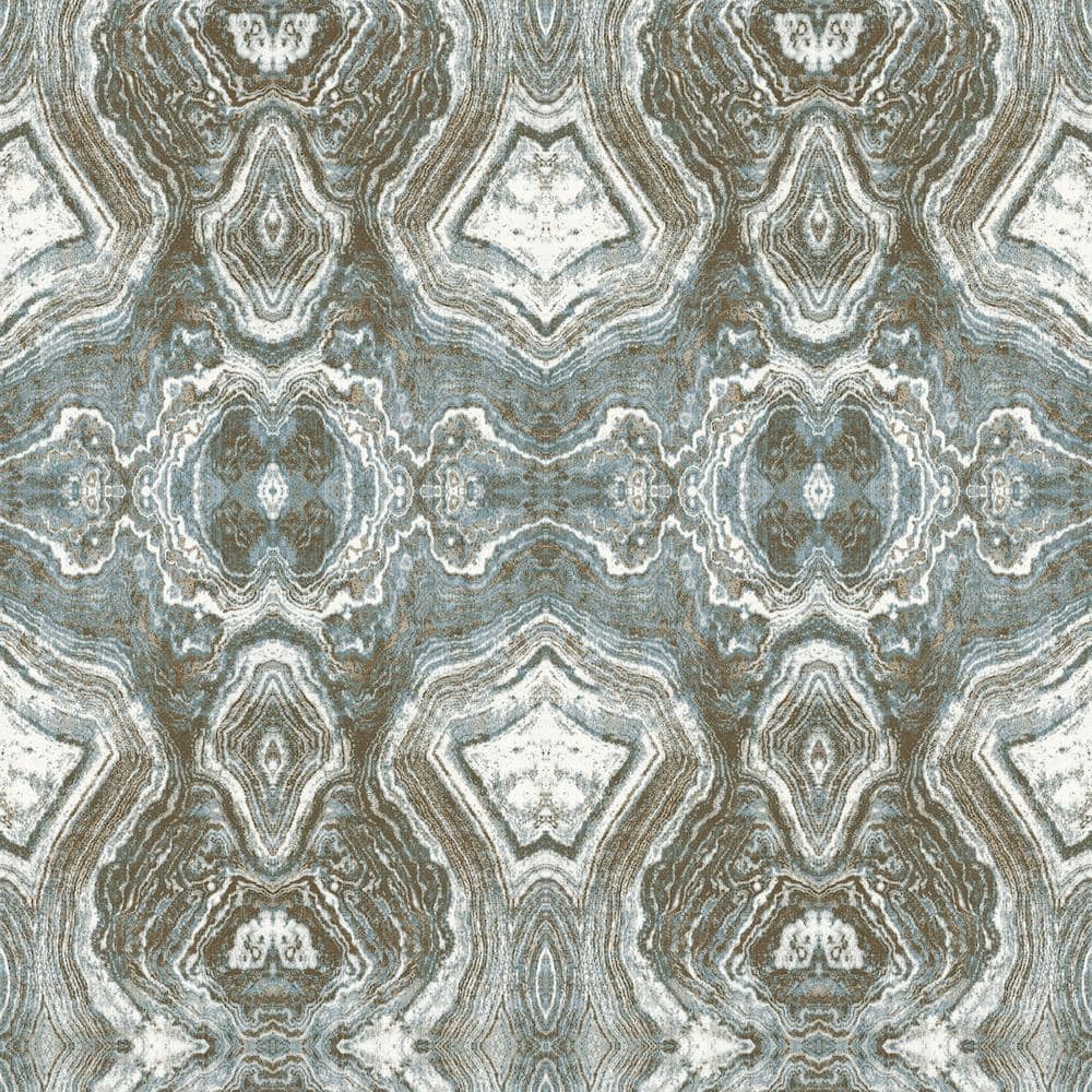 Patina Blue and Brown Geometric Peel and Stick Wallpaper