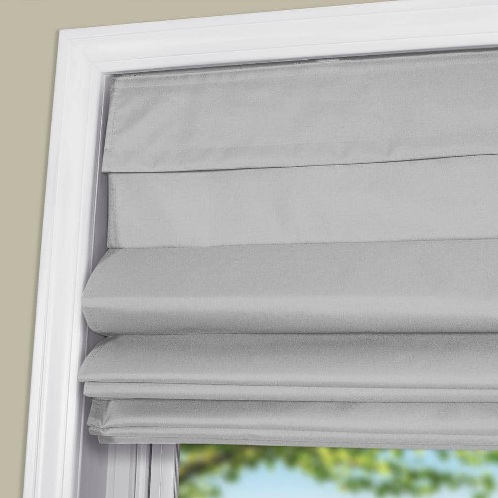 Light Gray Cordless Fabric Blackout Roman Shade 31.5"W x 60"L