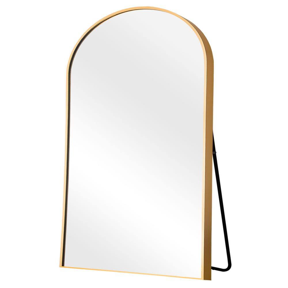 NEUTYPE 31 in. W x 71 in. H Arched Gold Aluminum Framed Full Length