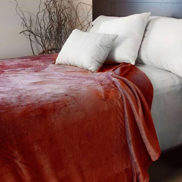 Lavish Home Burgundy Polyester Flannel Twin Blanket