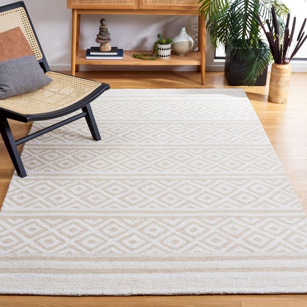 Capri 6 ft. x 9 ft. Ivory/Beige Diamond Striped Area Rug