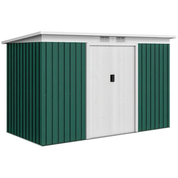 9 ft. W x 4 ft. D Green Metal Garden Shed for Outdoor Use (36 sq. ft. )