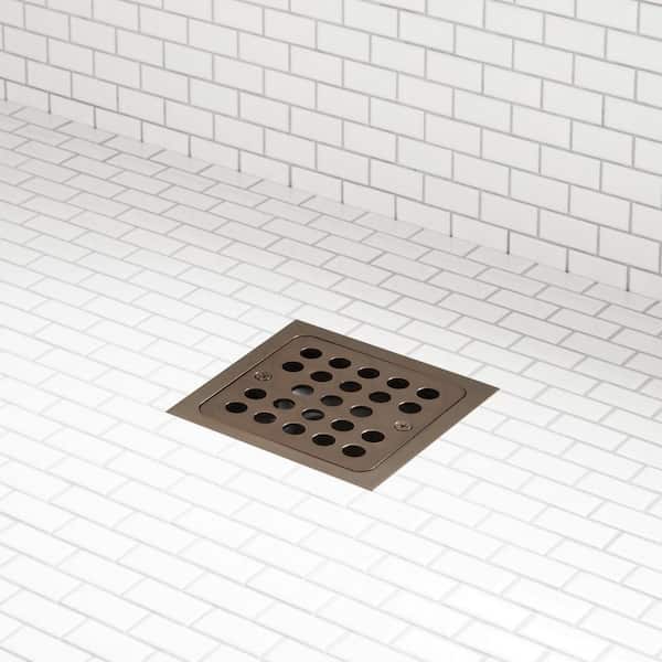 SIGNATURE HARDWARE Menlo 2 in. or 3 in. PVC Drain with Square Oil Rubbed Bronze Tile-In Strainer