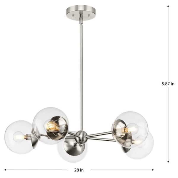 Progress Lighting Glayse 5-Light Brushed Nickel Modern/Contemporary Beveled Glass Square Large Hanging Pendant Light
