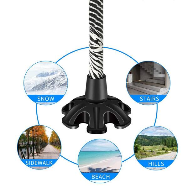 Wudkey Zebra Plastic T-Handle Walking Cane, Height Adjustable