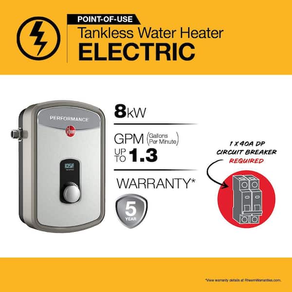 Performance 8 kW 1.55 GPM 240-Volt Self-Modulating Electric Tankless Water Heater