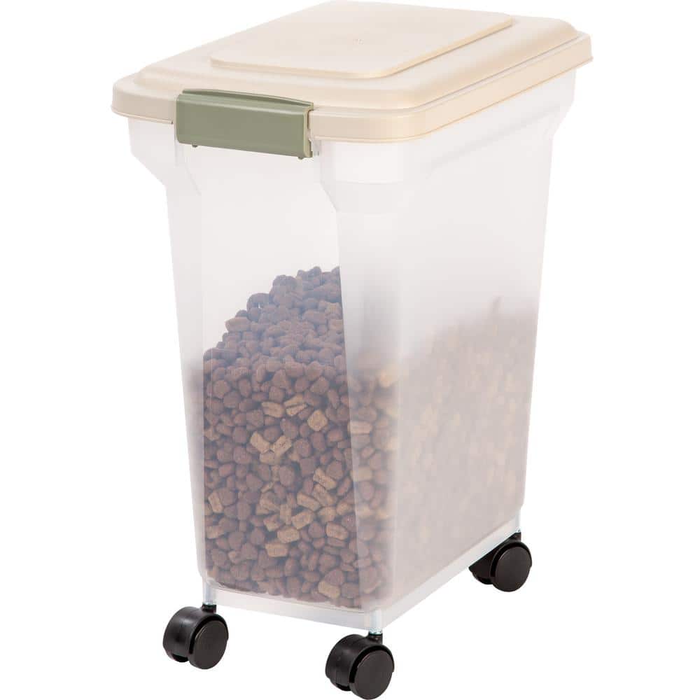 Almond 28 Qt Airtight Plastic Pet Food Container with Wheels