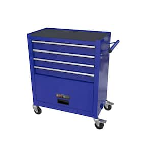 4-Tier Steel 4-Wheeled Cart in Blue with Tool