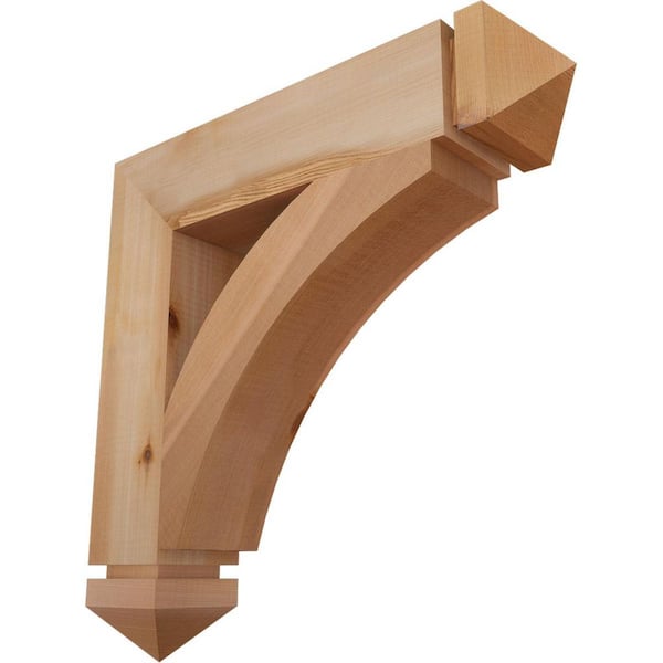 Ekena Millwork 3.5 in. x 20 in. x 20 in. Western Red Cedar Thorton Arts and Crafts Smooth Bracket