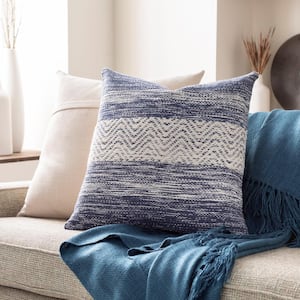Kirilrad Denim Hand Woven Polyester Fill 18 in. x 18 in. Decorative Pillow