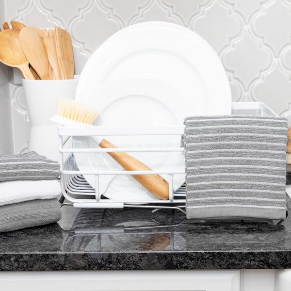 RITZ Terry Plaid Cotton Kitchen Towel and Dish Cloth Graphite Set