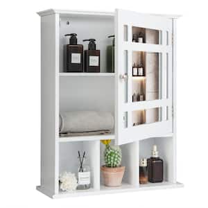 19 in. W x 23.5 in. H Wood White Surface Mount Medicine Cabinet with Mirror