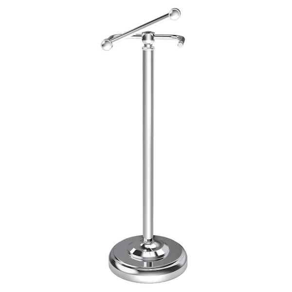 FreeStanding Toilet Paper Holder in Chrome, Toilet Paper Holder Stand with Post Pivoting and Weighted Base