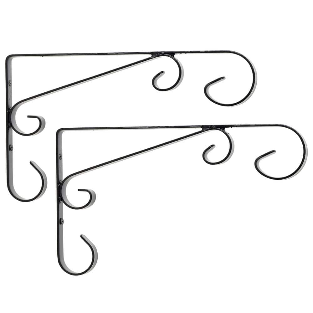 Apache 12 in. Black Metal Alloy Plant Bracket (2-Pack)