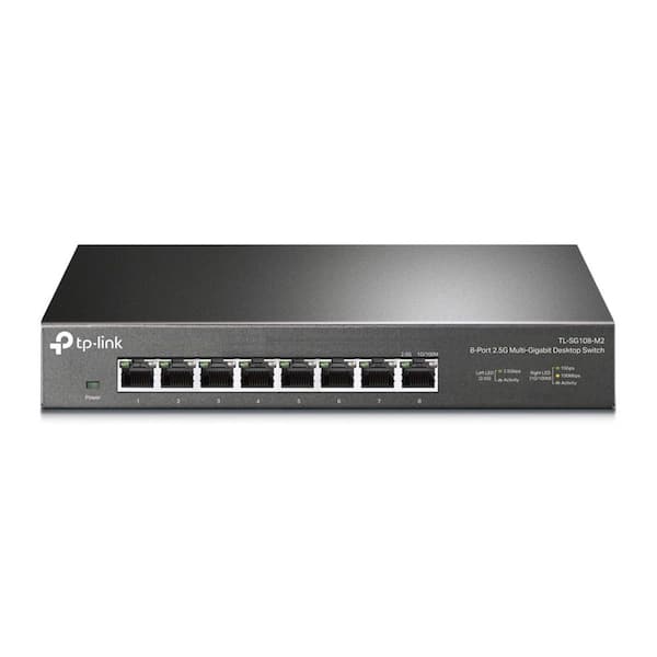 Etokfoks TL-SG108-M2, 8-Port Multi-Gigabit Unmanaged Network Switch, Ethernet Splitter Hub in Gray (1-Pack)