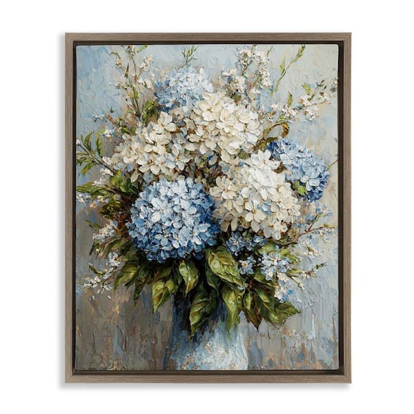 Muted Classic Hydrangeas by Franklyn Gregory Brown Floater Frame Nature Graphic Art Print 31 in. x 25 in.