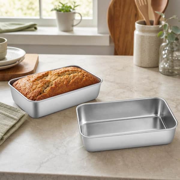 Wudkey 2-Piece 9.2 x 5 in. Stainless Steel Loaf Pan Set, Loaf