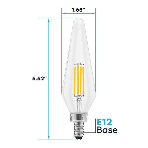 Luxrite E12 Candelabra LED Light Bulbs 60 Watt Equivalent, 3000K Soft White, Enclosed Fixture Rated, Dimmable Chandelier Light Bulbs, 4.5W, 500