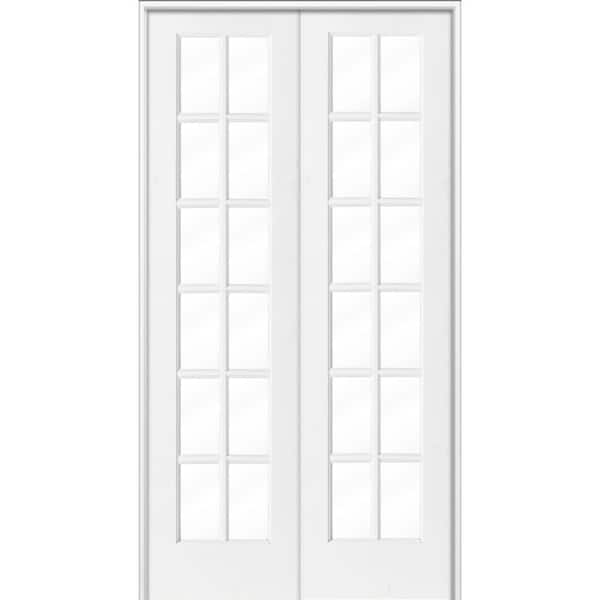 Krosswood Doors 48 in. x 96 in. Craftsman Shaker 12-Lite Both Active MDF Solid Core Double Prehung French Door