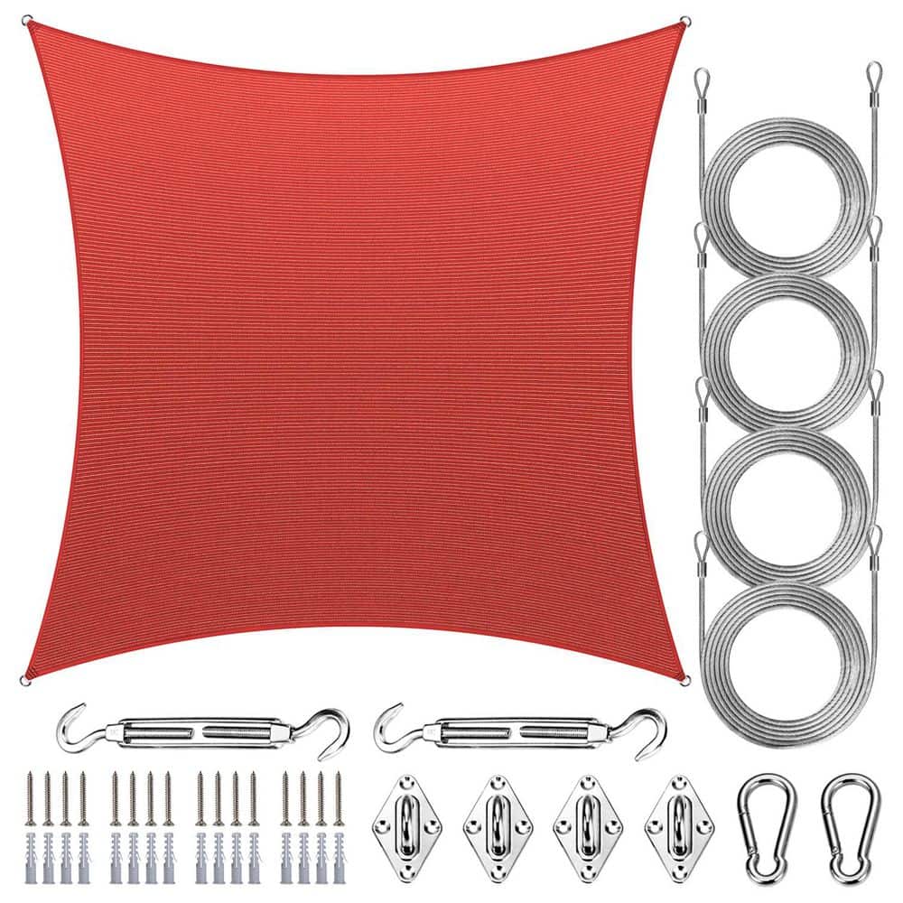 16 ft. x 16 ft. Square Sun Shade Sail with Hardware Kit and Rope-Red price history on PriceWatchPro