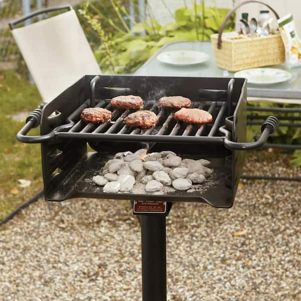 PILOT ROCK Portable Charcoal Grill in Black with Post (3-Pack) 3 x
