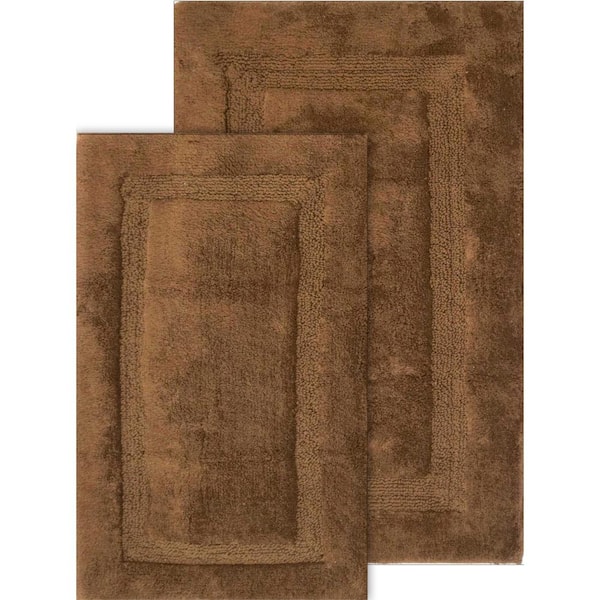 Chesapeake Merchandising Olympia Chocolate 21 in. x 34 in. and 24 in. x 40 in. 2-Piece Bath Rug Set