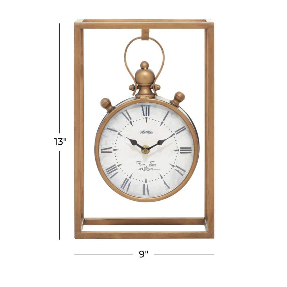 Bronze Metal and Wood Vintage Table Clock