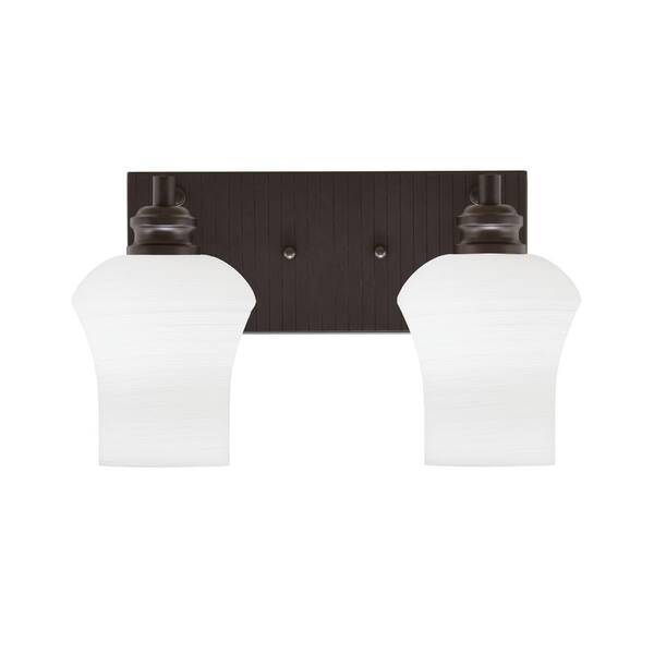 Unbranded Albany 14.5 in. 2-Light Espresso Vanity Light with Clevelend White Linen Glass Shades
