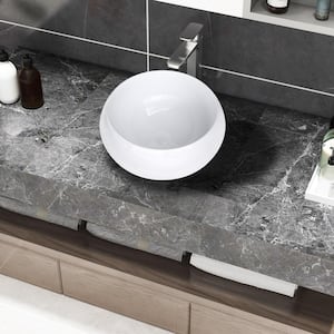 15.75 in. Vessel Topmount Bathroom Sink Basin in White Ceramic