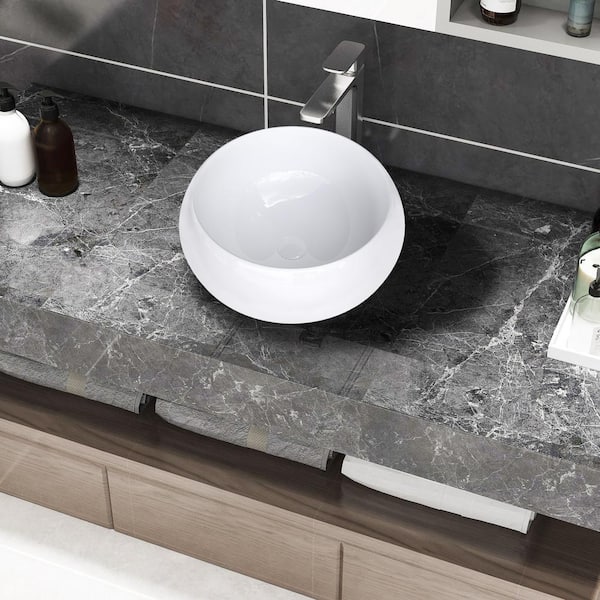 Maincraft 15.75 in. Vessel Topmount Bathroom Sink Basin in White Ceramic