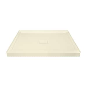 Linear 36 in. L x 36 in. W Single Threshold Alcove Shower Pan Base with a Center Drain in Biscuit