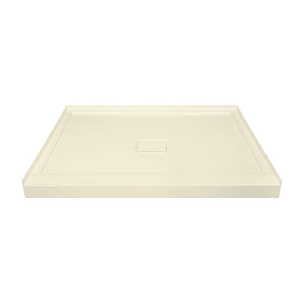Transolid Linear 36 in. L x 36 in. W Single Threshold Alcove Shower Pan Base with a Center Drain in Biscuit