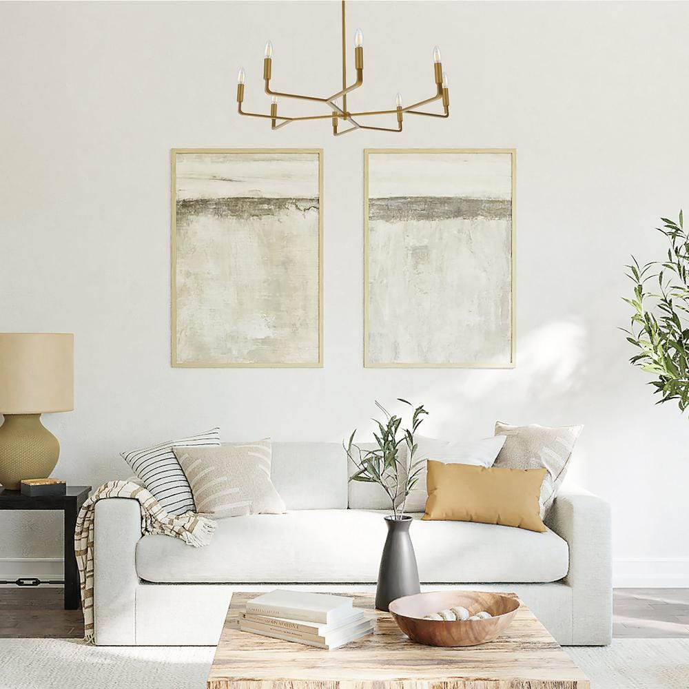 Aged Brass 32" 8-Light Taper Candle Chandelier