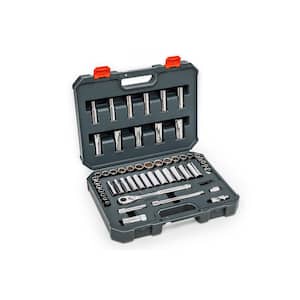 3/8 in. Drive 6 and 12-Point Standard and Deep SAE/Metric Mechanics Tool Set with Case (57-Piece)