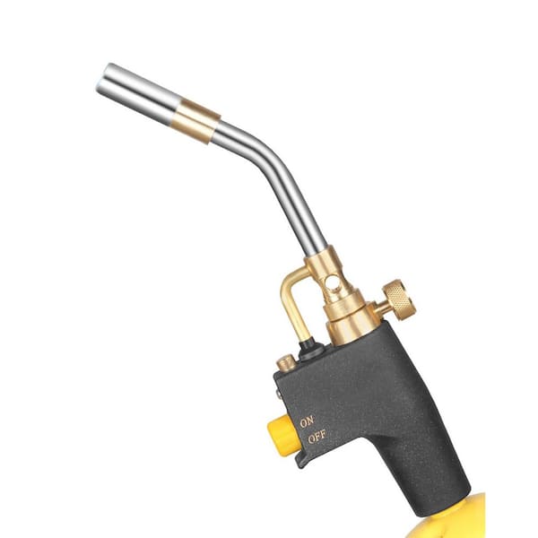 Cast Iron Brass Frosted Finish Propane Torch Head with Turbo Pressure Regulator for Soldering Welding Cooking Kit