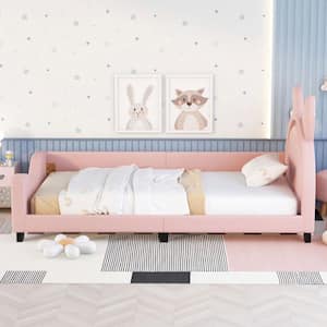Pink Twin Size PU Leather Daybed with Carton Ears Shaped Headboard