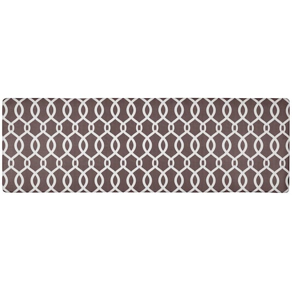 Home Dynamix Cozy Living Kochi Lattice Espresso Brown 17.5 in. x 30 in. Anti Fatigue Kitchen Mat