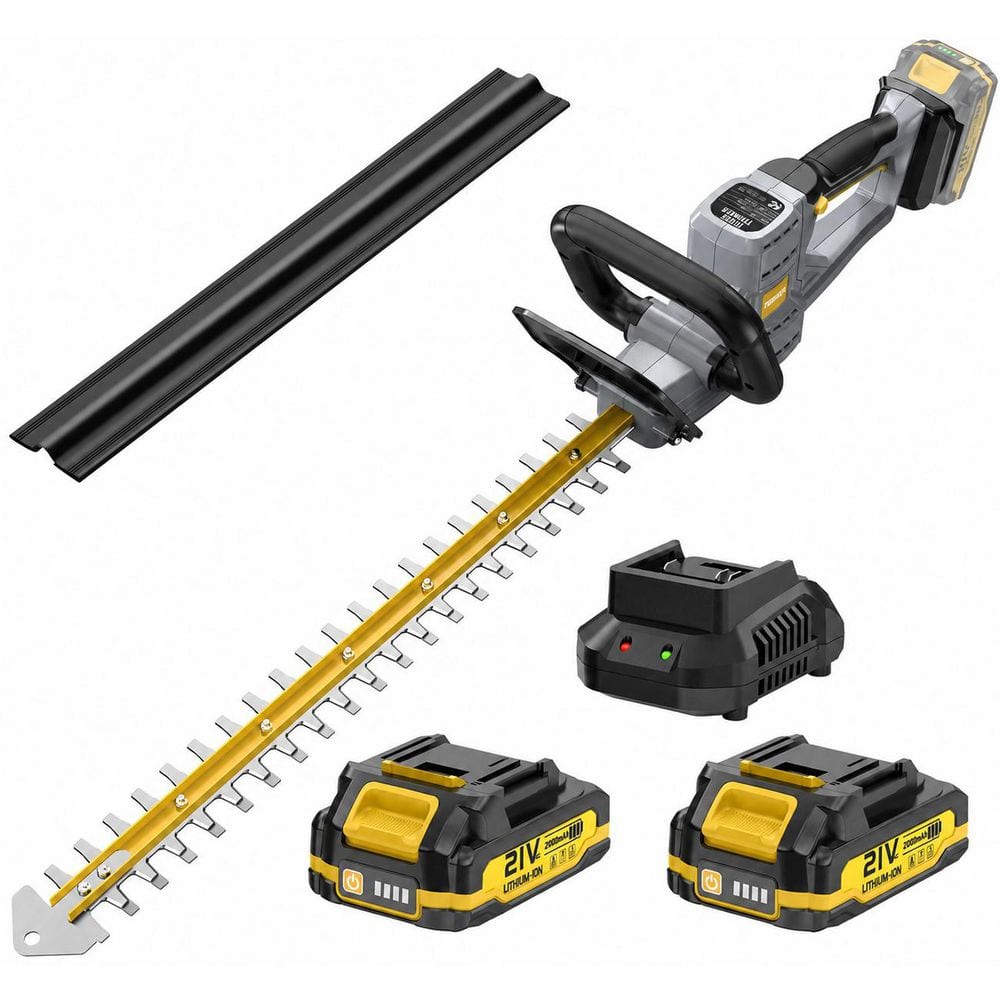 22 in Yellow Cordless Hedge Trimmer with Dual-Action Steel Blade, 3200RPM, Lightweight