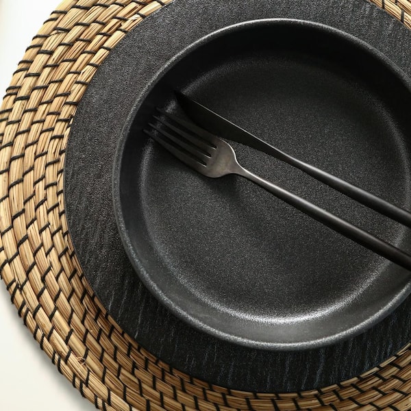 Stone Lain Senso 12-Piece Black New Bone China Dinnerware Set