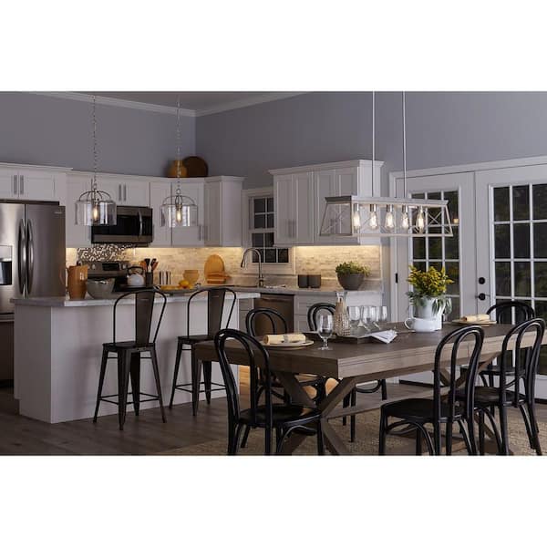 Progress Lighting Leyden 4-Light Brushed Nickel Transitional Lantern Medium Hanging Pendant Light