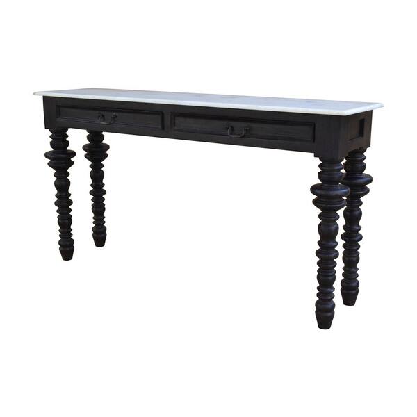 A & B Home 60 in. Black/White Standard Rectangle Composite Console Table with Drawers