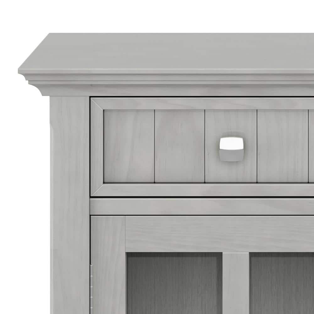 Fog Grey Solid Wood Transitional Storage Cabinet with Adjustable Shelving