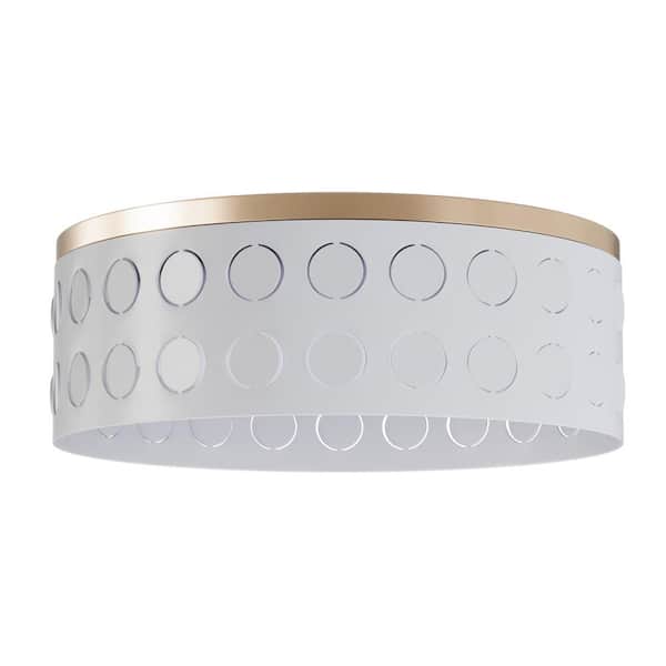 aiwen 15.7 in. 24-Watt 1-Light White Smart Drum Integrated LED Flush Mount Painted White Finished Ceiling Lighting