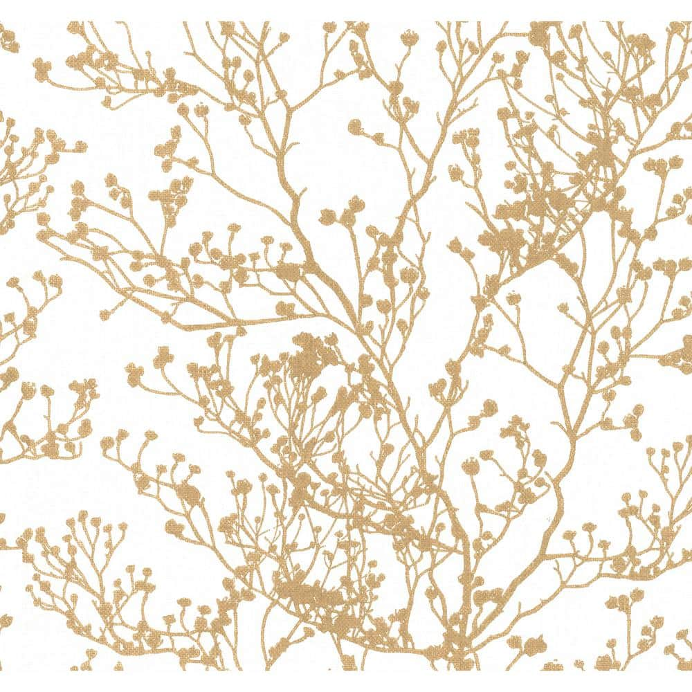 York Wallcoverings AF6581 Willow Branches Wallpaper White, Black, Gold