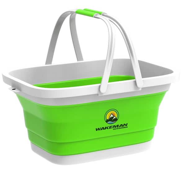 Wakeman Outdoors Green Collapsible Multi-Use Camping Basket with Comfort Grip Carrying Handles