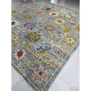 Gray Hand Knotted Wool Oriental Modern Rug, 9' X 12', Area Rug